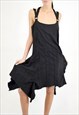 VINTAGE Y2K ASYMMETRICAL MIDI DRESS IN BLACK