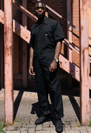 black short sleeve boiler suit