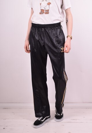 ADIDAS MENS VINTAGE TRACKSUIT TROUSERS W30 L32 BLACK 90S