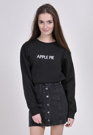 SALE - BLACK APPLE PIE SWEATSHIRT - EMBROIDERED