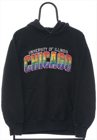 VINTAGE CHICAGO SPELLOUT BLACK HOODIE WOMENS