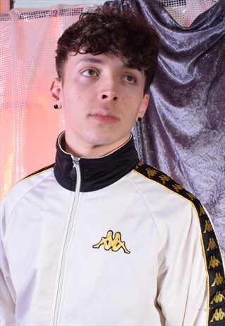 VINTAGE KAPPA WHITE, BLACK AND GOLD TRACK JACKET