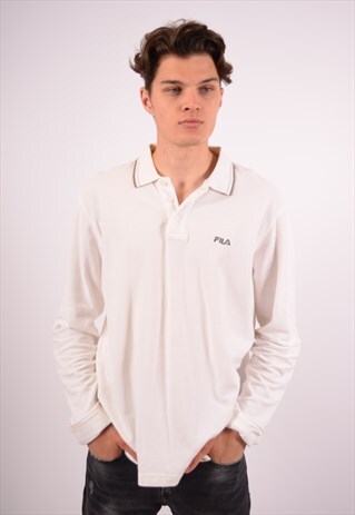 VINTAGE FILA POLO SHIRT LONG SLEEVE WHITE