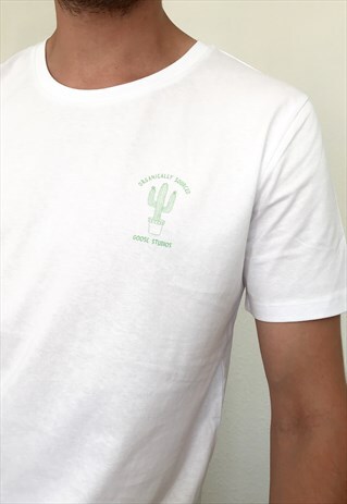 GOOSE STUDIOS ORGANIC COTTON CACTUS GRAPHIC T-SHIRT WHITE