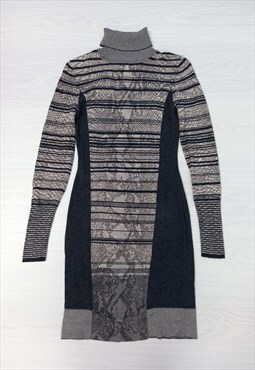 00's Knitted Dress Snake Print Grey 