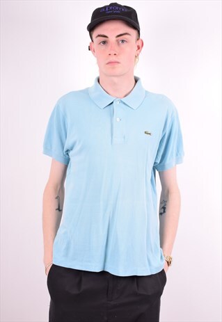 LACOSTE MENS VINTAGE POLO SHIRT MEDIUM BLUE 90'S