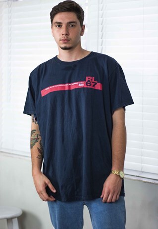 VINTAGE POLO RALPH LAUREN T-SHIRT LOGO 90S XXL 9.2