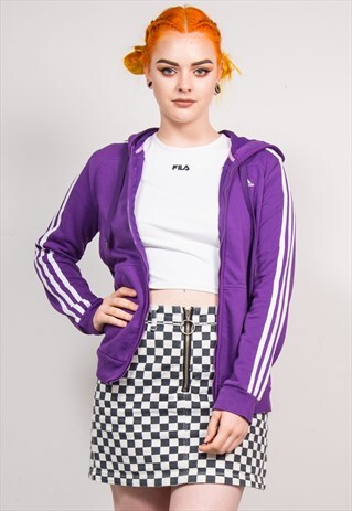 90'S VINTAGE PURPLE ADIDAS SWEAT HOODIE TRACKSUIT JACKET
