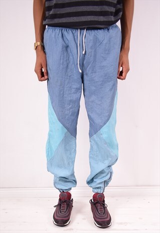 MENS VINTAGE TRACKSUIT TROUSERS MEDIUM BLUE 90S