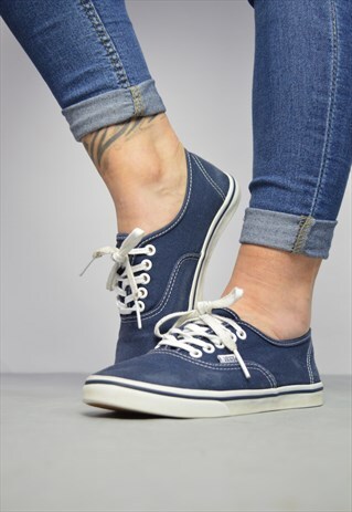 VINTAGE 90S VANS NAVY SKATE SHOES TRAINERS SNEAKERS RETRO