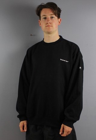 VINTAGE REEBOK SWEATSHIRT IN BLACK WITH EMBROIDERED LOGO AND