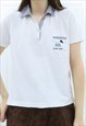 90S VINTAGE EMBROIDERED GINGHAM WHITE POLO SHIRT