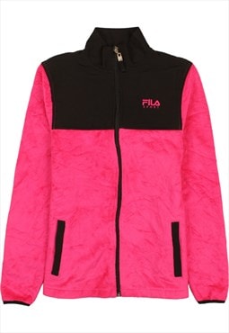 Vintage 90's Fila Fleece Jumper Full Zip Up Black XSmall