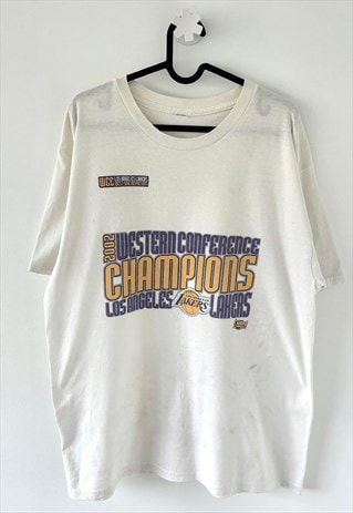 Vintage LA lakers white NBA 2002 winners T-shirt large 