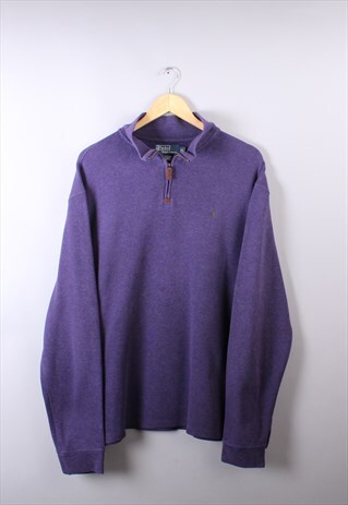 VINTAGE MENS PURPLE RALPH LAUREN QUARTER ZIP JUMPER