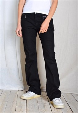 Y2K Black Bootcut Cotton Womens Grunge Punk Pants