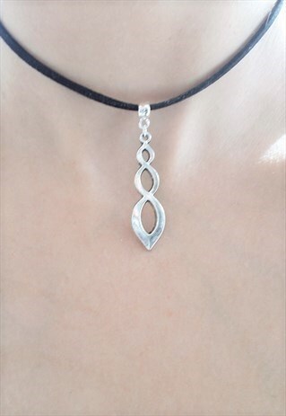 SILVER TWIST CHARM CHOKER - BLACK SUEDE CHOKER