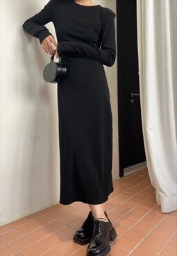 Black Long Sleeve knitted Dress Knitwear 