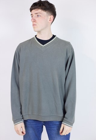 VINTAGE CHAMPION KHAKI V-NECK SWEATSHIRT