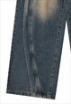WIDE JEANS UTILITY TROUSERS ACID WASH DENIM PANTS IN BLUE