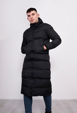 justyouroutfit Black Padded Longline Parka Coat