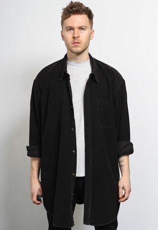 VINTAGE CORDUROY CORD SHIRT BLACK