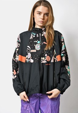 90s abstract vintage jacket in black multi coloured women's 