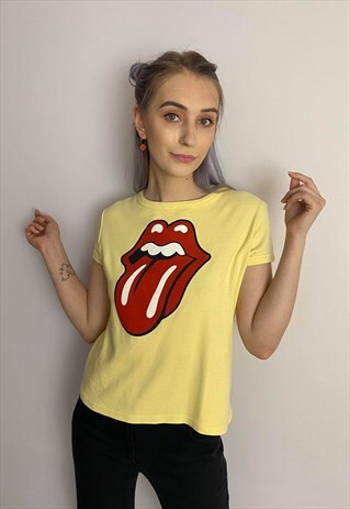 VINTAGE 90S YELLOW MOUTH PRINT T-SHIRT