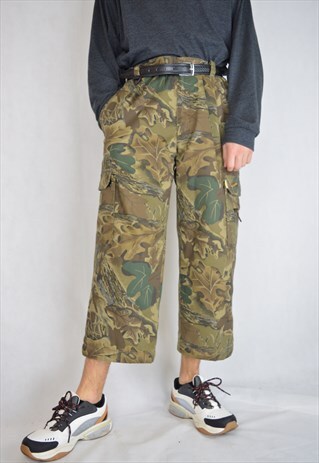 VINTAGE BROWN CAMOUFLAGE CROPPED TROUSERS