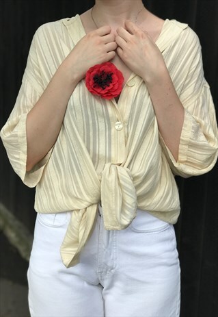 NUDE YELLOW PATTERNED SILK SHIRT