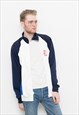 VINTAGE 90S TRACK JACKET WINDBREAKER BLUE WHITE ZIP-UP 