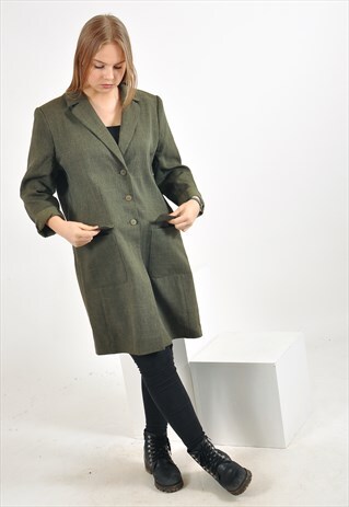 VINTAGE MAXI BLAZER JACKET IN GREEN