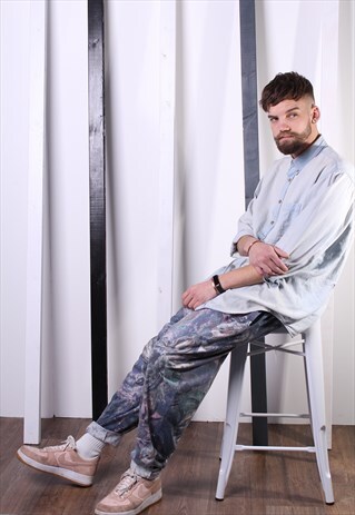 VINTAGE 90S PATTERNED CRAZY PRINT TROUSERS. UNISEX. GYM.
