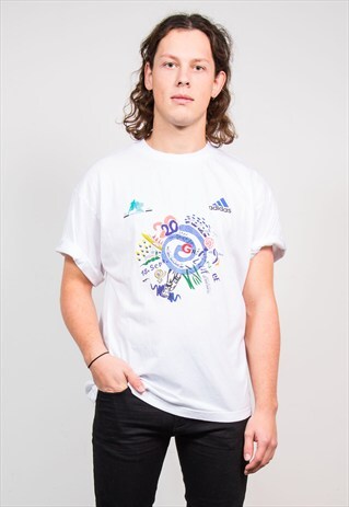 VINTAGE 90'S ADIDAS WHITE SPORTS T-SHIRT