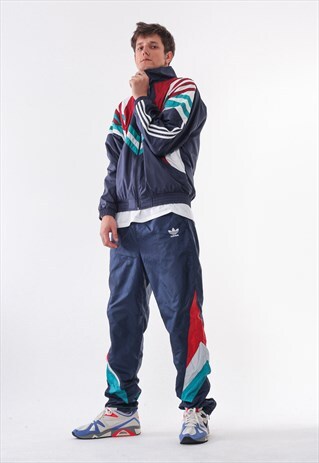 VINTAGE ADIDAS ORIGINALS JACKET AND PANTS 90S BLUE RED WHITE