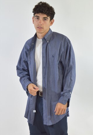 VINTAGE 90S BLUE CHECKERED RALPH LAUREN SHIRT