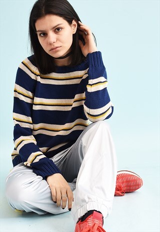 Y2K STRIPED PATTERN TEEN KNIT JUMPER
