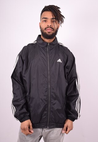ADIDAS MENS VINTAGE TRACKSUIT TOP JACKET XL BLACK 90'S