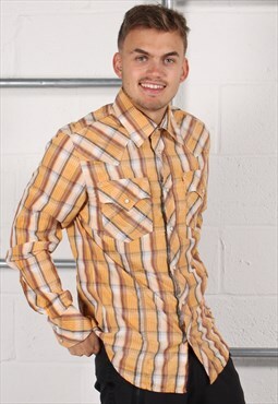 Vintage True Religion Shirt in Yellow Check Casual Large