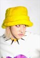 FESTIVAL FAUX FUR BUCKET HAT FLUFFY NEON HAT RAVE CAP YELLOW