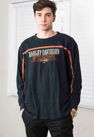 VINTAGE HARLEY-DAVIDSON LONGSLEEVE T-SHIRT LOGO 90S XL 12.0