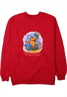 Vintage 90's Jerzees Sweatshirt Squirrel Crew Neck Red