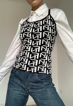 Vintage Black White Knitted Top