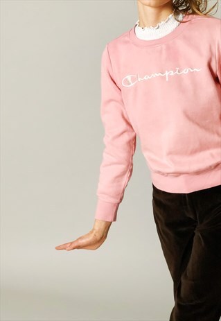 PINK VINTAGE CHAMPION CREWNECK SWEATSHIRT FROM THE 90S