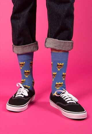 BIT CROWN BLUE DRESS SOCKS