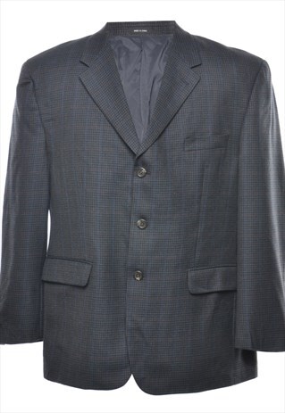 VINTAGE CHAPS DOGTOOTH NAVY WOOL BLAZER - L