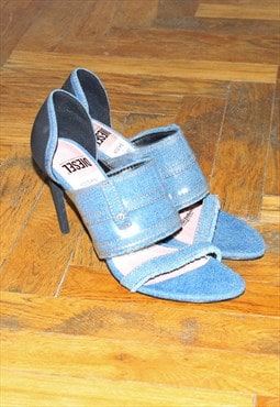Vintage Y2K denim heel shoes in blue