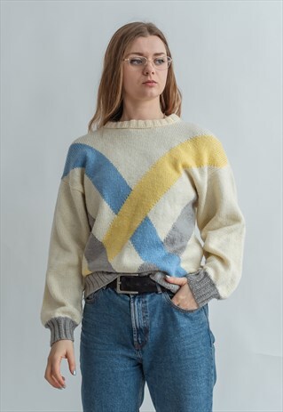 VINTAGE FUNKY HANDMADE PATTERNED JUMPER