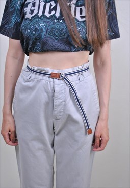 Vintage vocation thin oversize belt with striped pattern