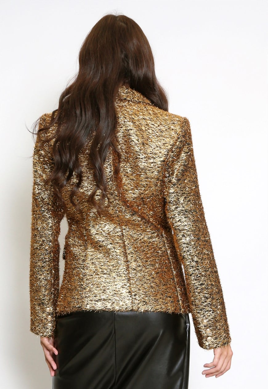 Metallic gold blazer sale